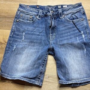 Miss Me Distressed Blue Jean Shorts